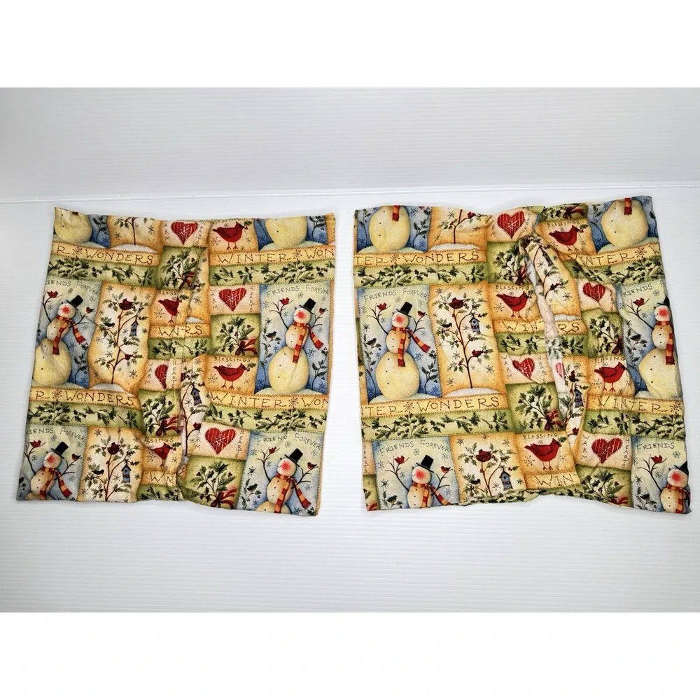 Set of 2 Winter Wonders Snowman Cardinal Christmas Pillow Covers 16x16